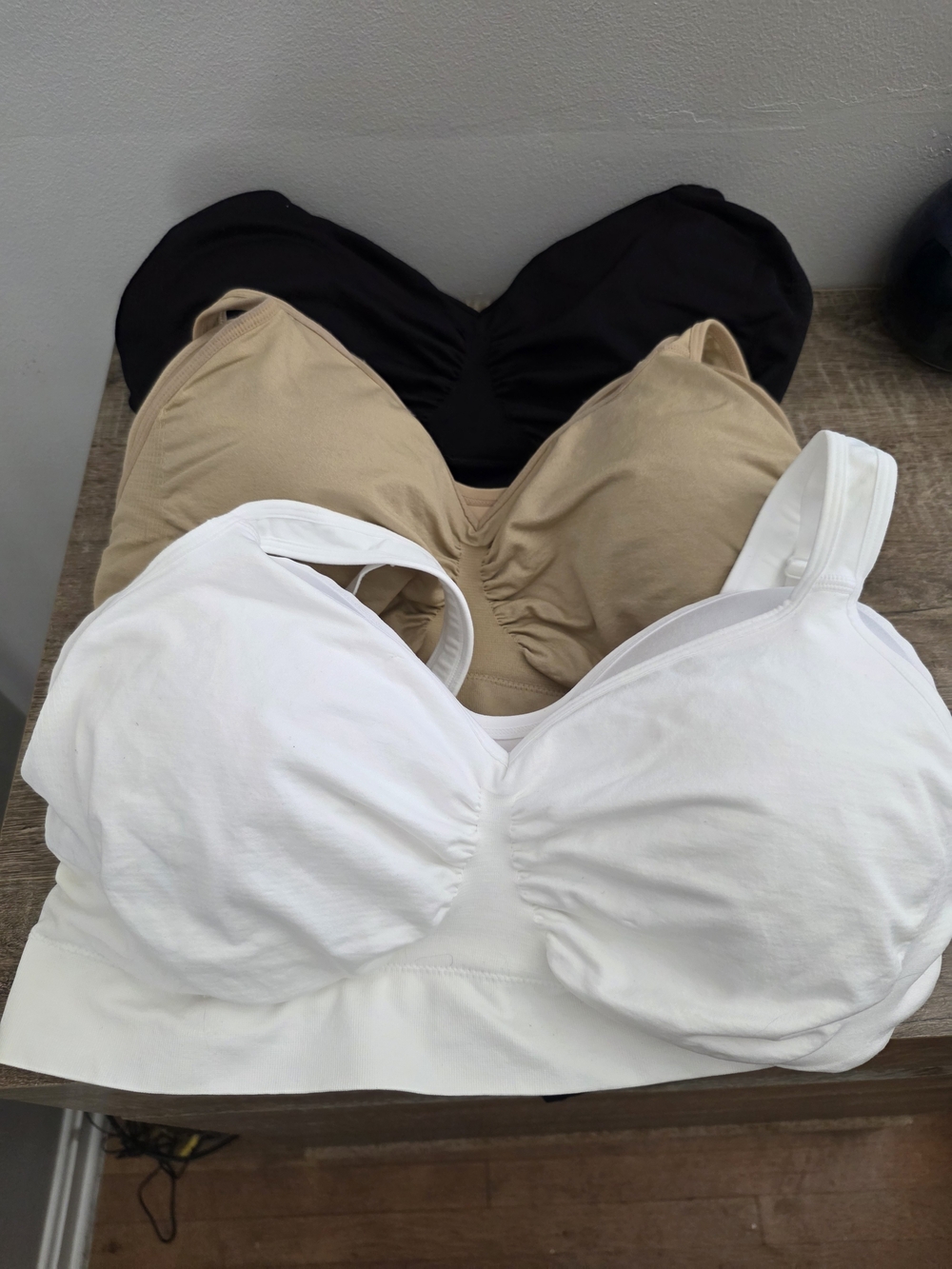 GENIE Everyday Support Wireless Bralette - White, Tan, Black